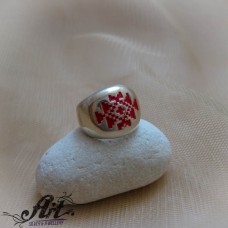 Сребърен пръстен с емайл " Шевица" R-840